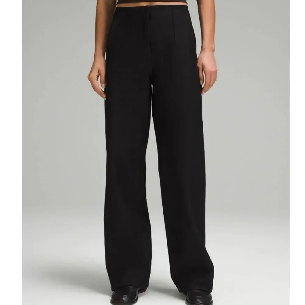 Lululemon Pants Utilitech Relaxed-Fit Mid-Rise Trouser Black Wide Leg Pants 10